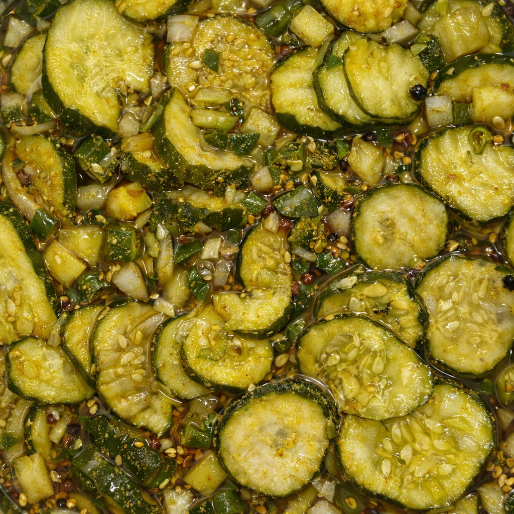 Sweet Heat Pickles: Sweet, spicy and peppery!