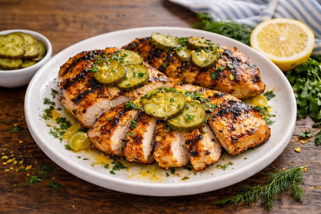 🍋🍗Pickle Lemon Grilled Chicken with Garlic Dill