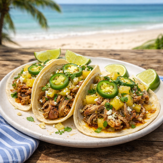 🍍🌮 Sweet Heat Pulled Pork Tacos with Pickled Pineapple Jalapeño